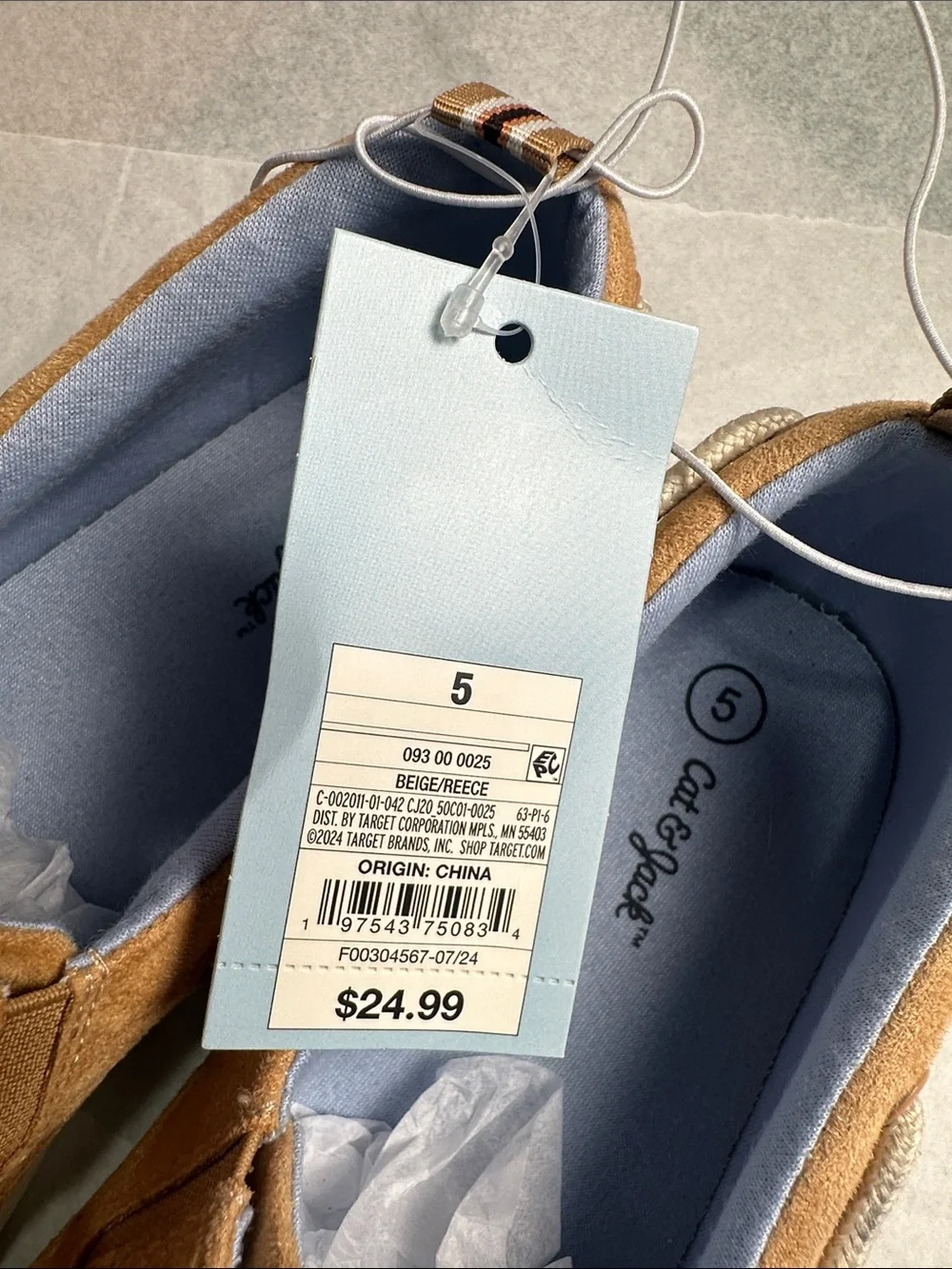 Cat & Jack Kids Tan Suede Boat Shoes with Cream Laces